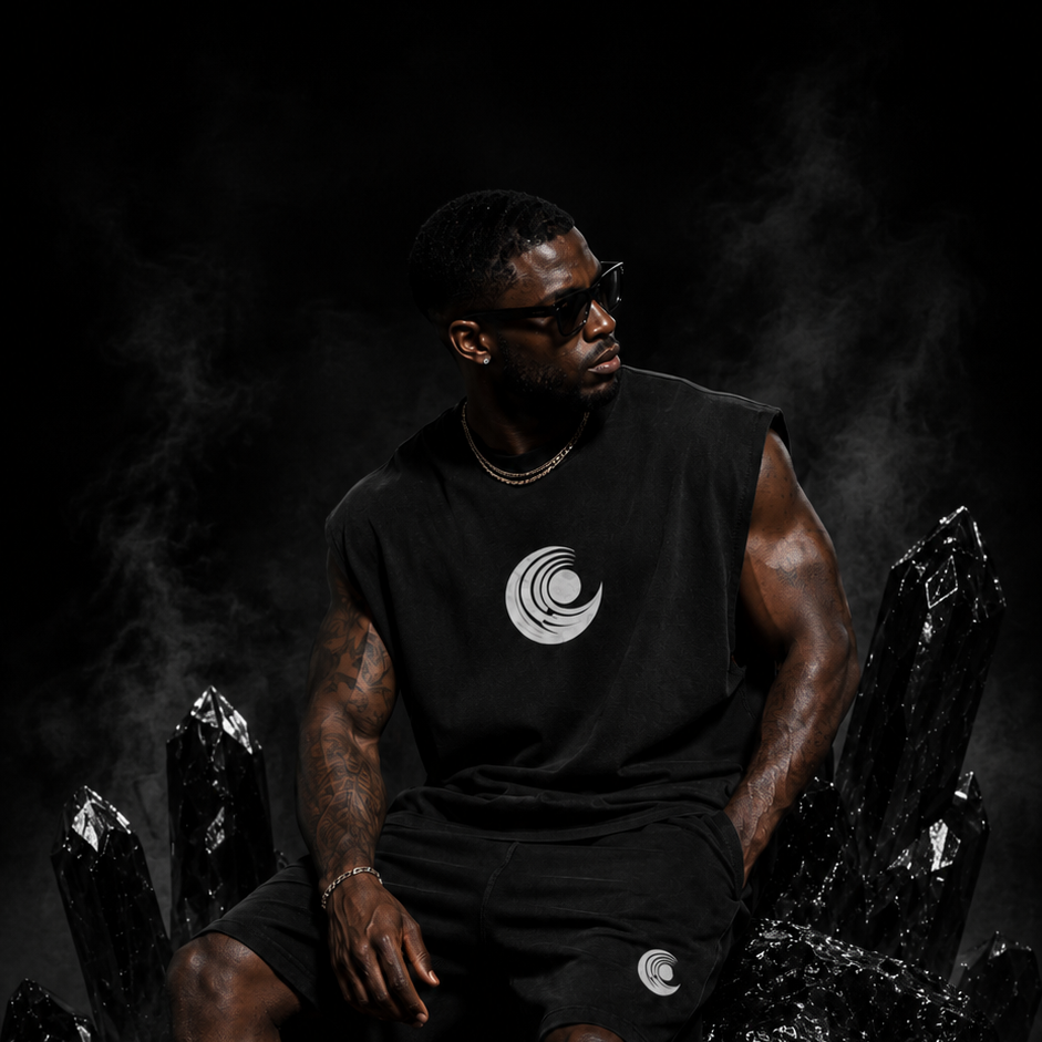 Tank Top Onde Noire porté en lifestyle